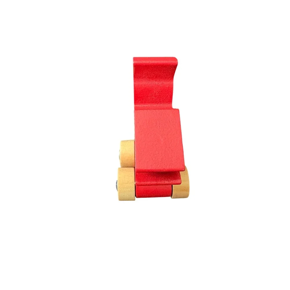 Wooden Pteranodon Dinosaur Rolling Toy Car Red Orange Wood Preschool Vehicle